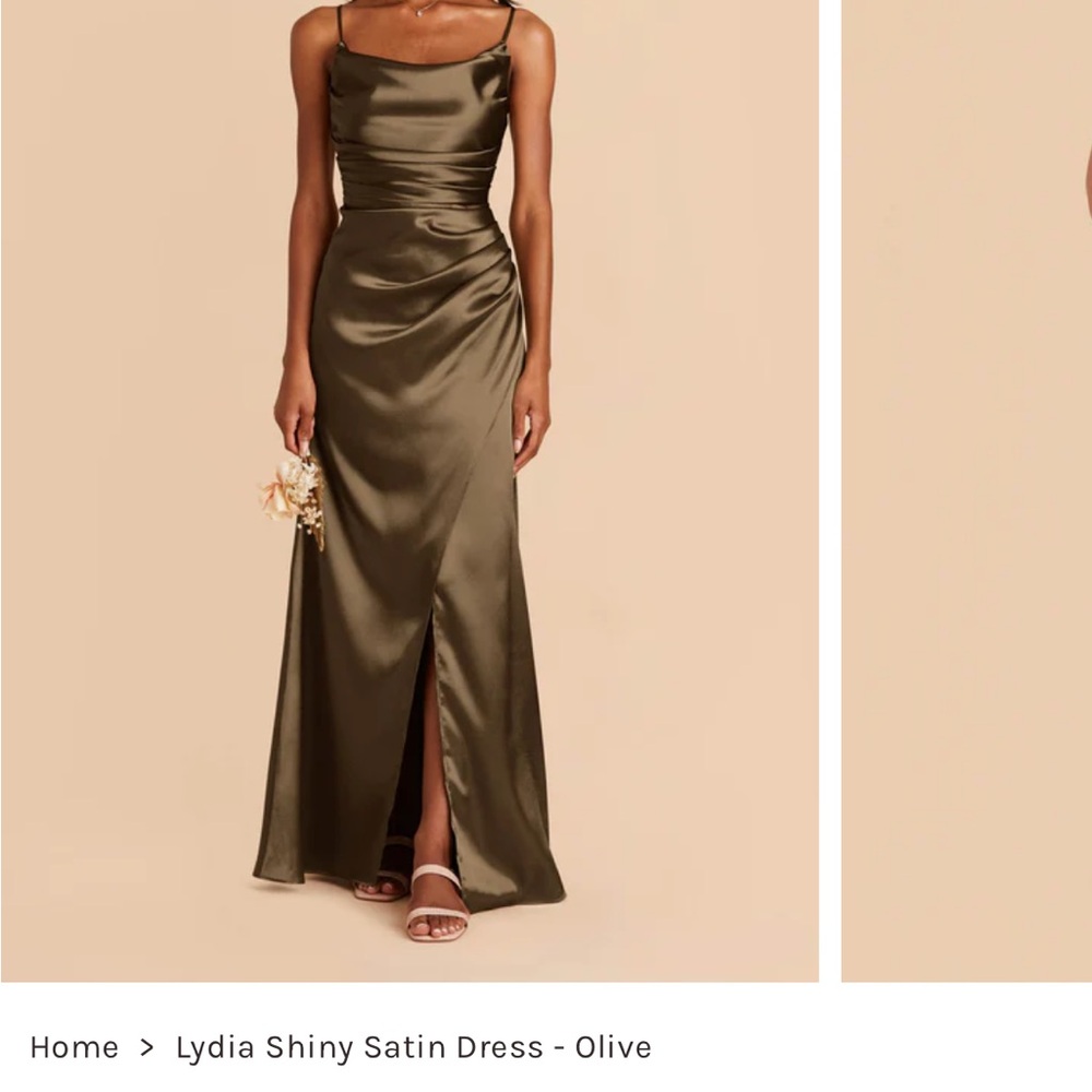 Birdy Grey Lydia Dress in Shiny Satin Olive